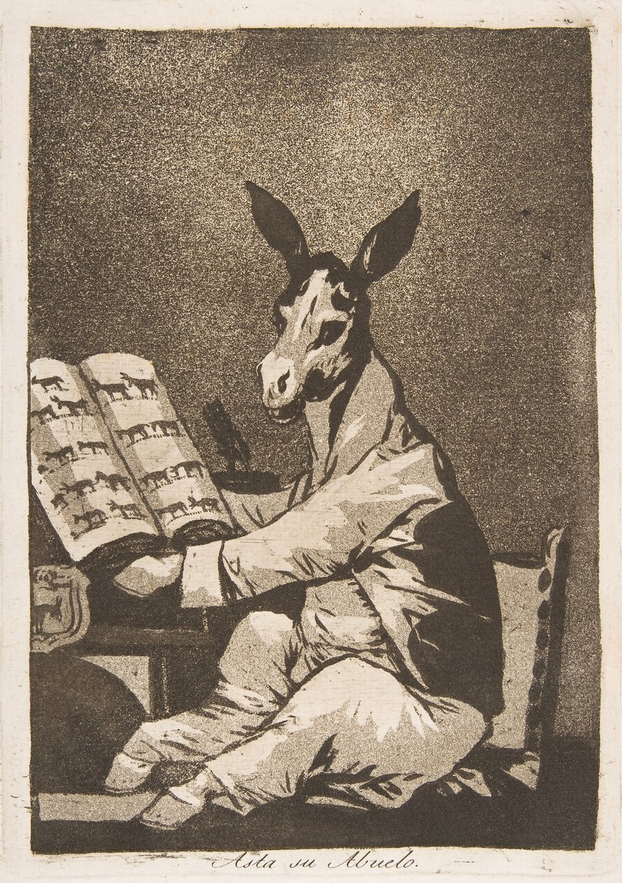 Placa 39 de Los Caprichos: Asta su Abuelo de Francisco de Goya