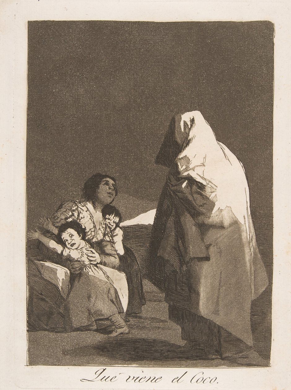 Placa 3 de Los Caprichos: Aquí viene el coco de Francisco de Goya