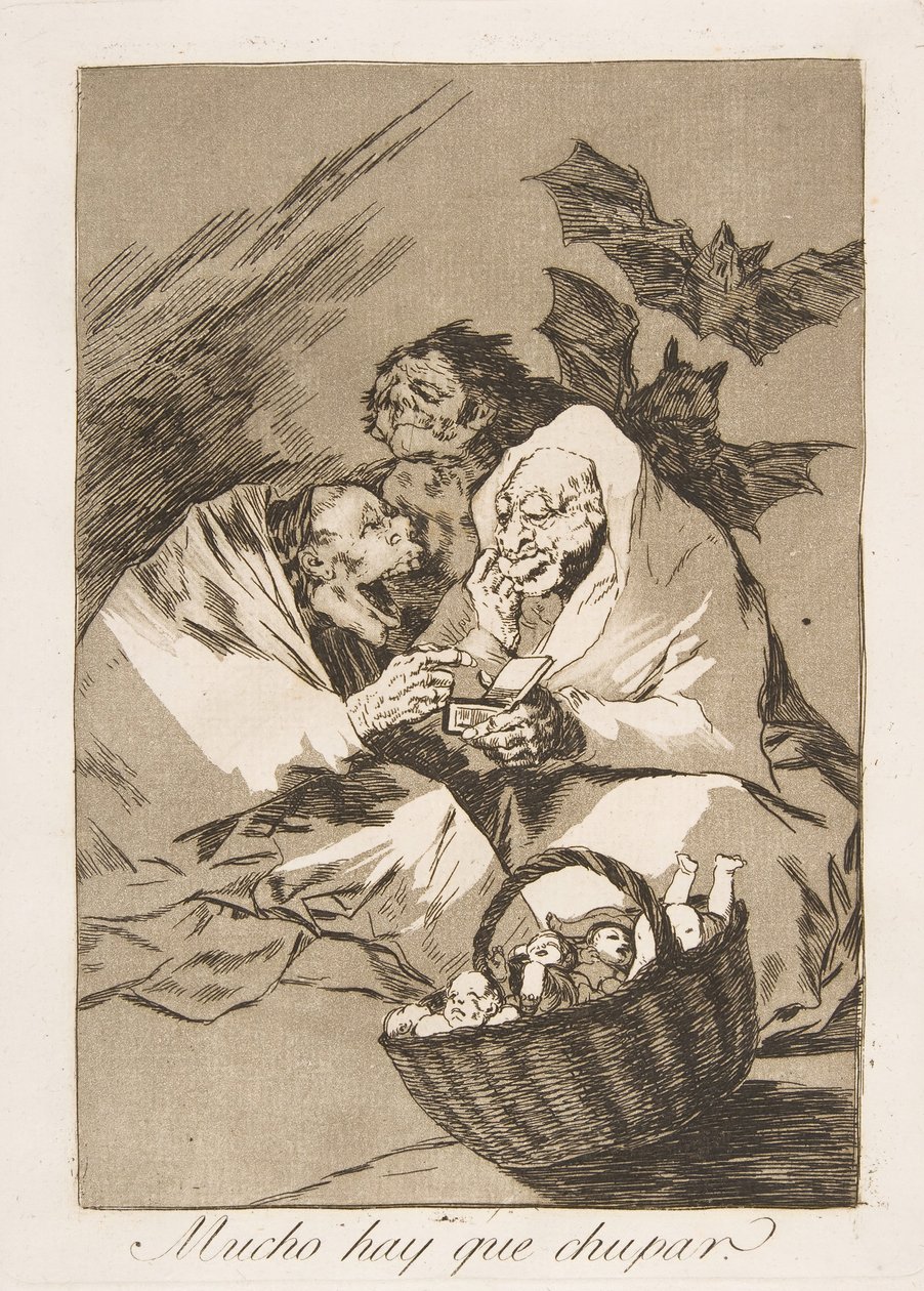 Placa 45 de Los Caprichos: Mucho hay que chupar de Francisco de Goya