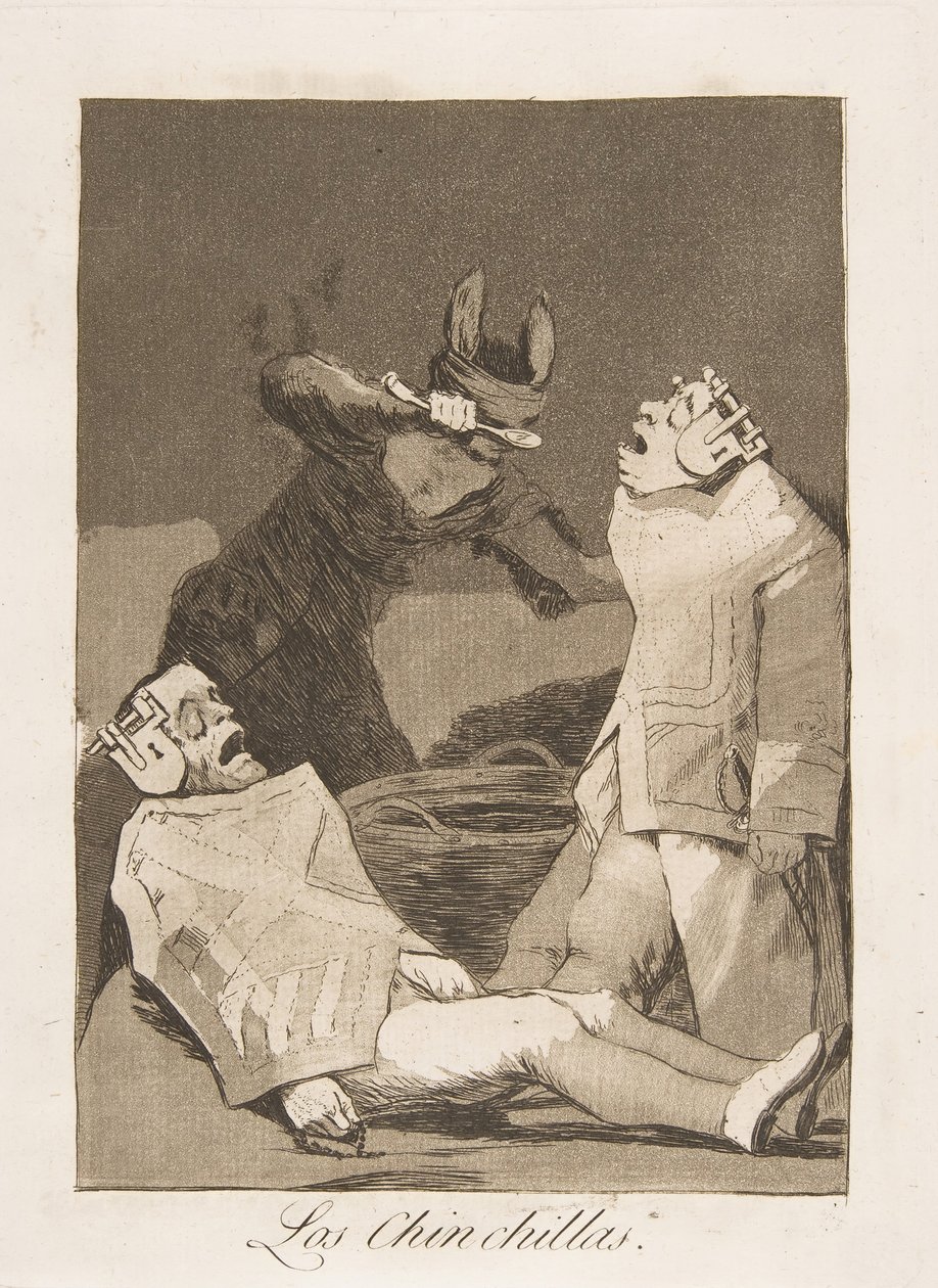 Placa 50 de Los Caprichos: Los Chinchillas de Francisco de Goya