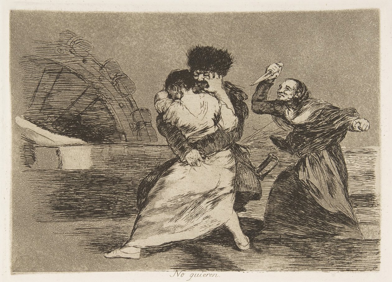 Placa 9 de Los desastres de la guerra: Ellos d..., 1810 publicado 1863 de Francisco de Goya