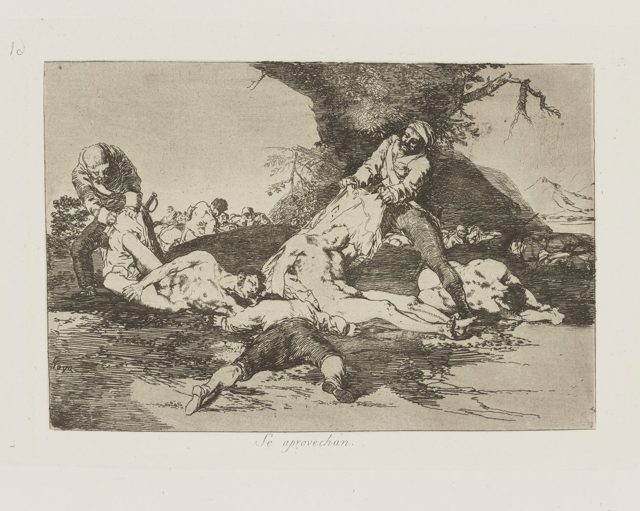 Se aprovechan. (Hacen uso de ellos.), pl. 16 de la serie Los desastres de la guerra (The Disasters of War) de Francisco de Goya