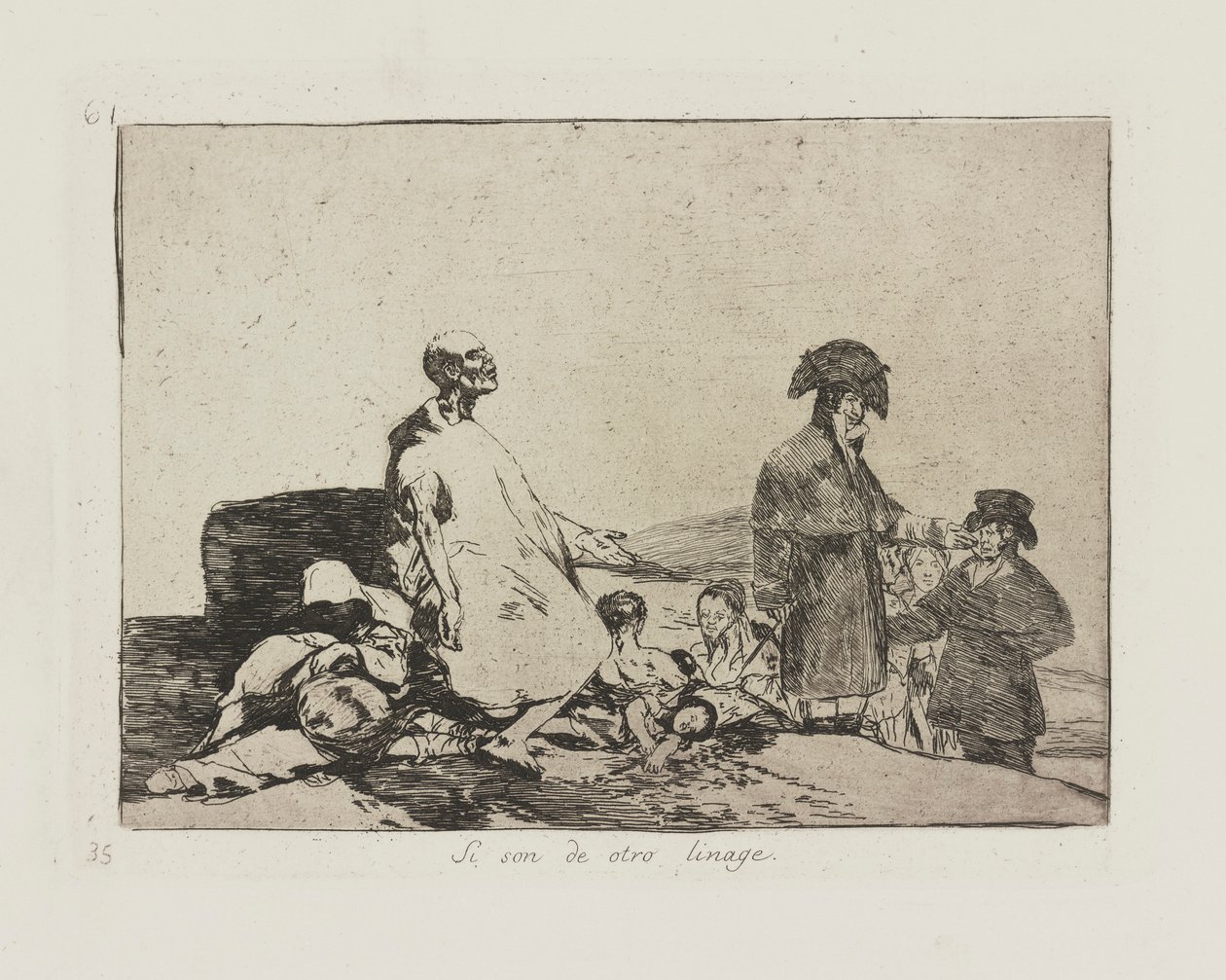 Si son de otro linaje. (Quizás sean de otra raza.), pl. 61 de la serie Los Desastres de la Guerra de Francisco de Goya
