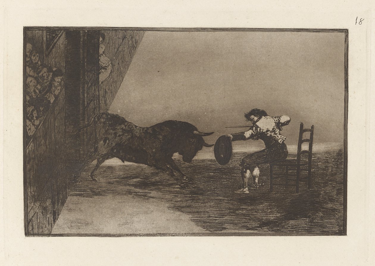 Temeridad de Martincho en la plaza de Zaragoza (Plazo 18 de La tauromaquia) de Francisco de Goya