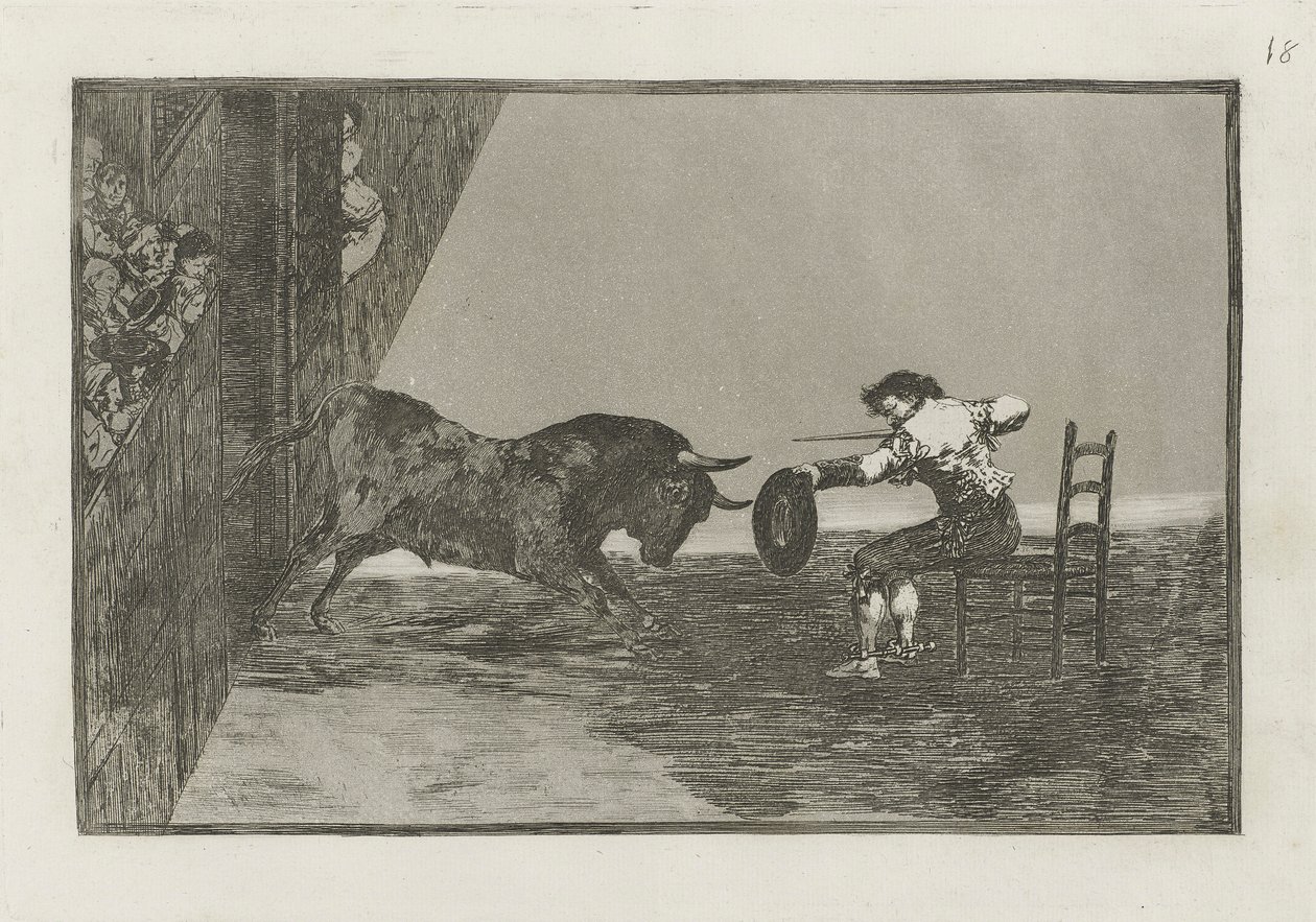 Temeridad de Martincho en la plaza de Zaragoza (Plazo 18 de La tauromaquia) de Francisco de Goya