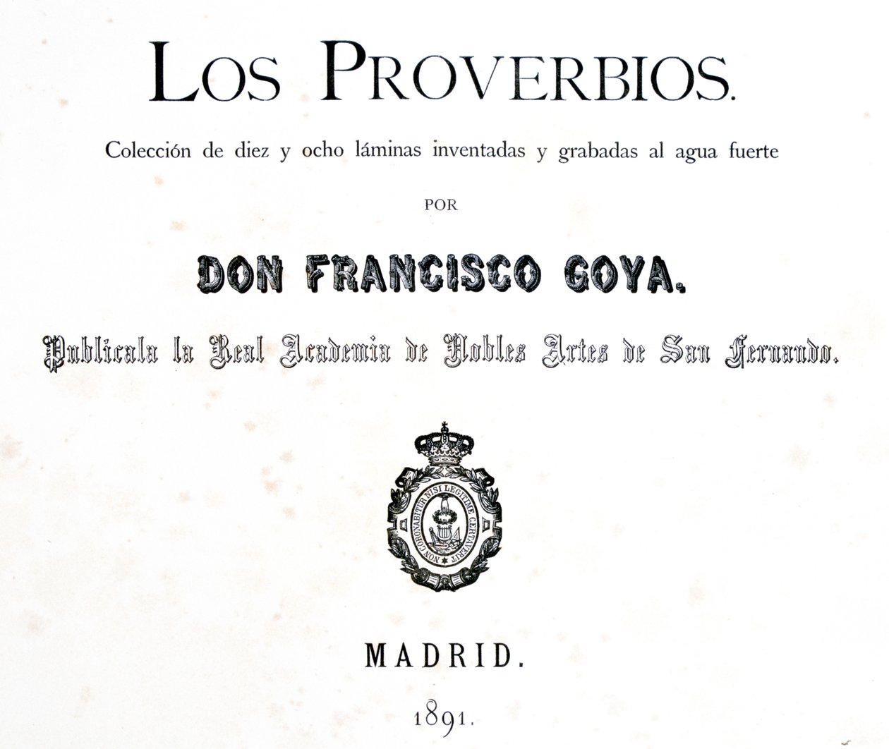 Página de título de Los Proverbios, 1819-1823 de Francisco de Goya