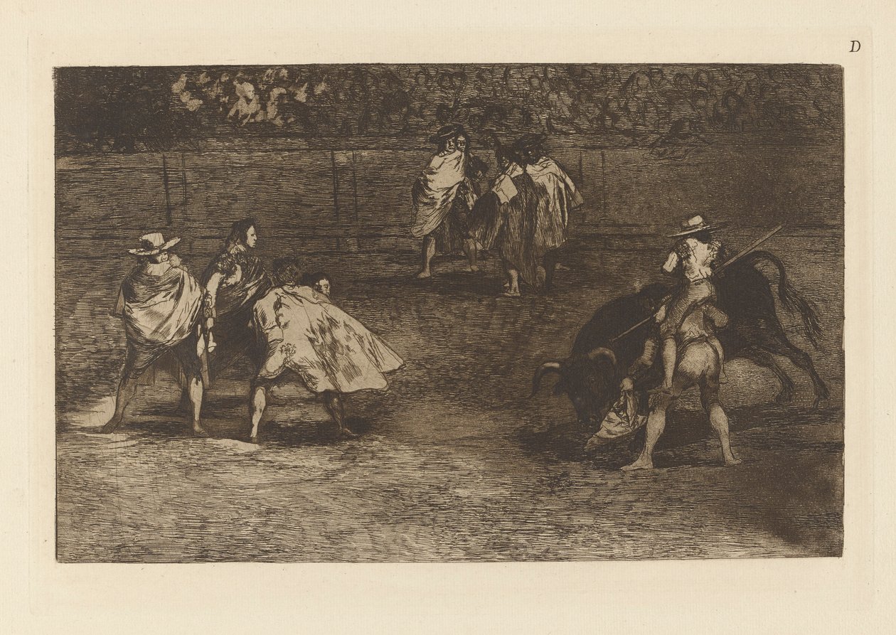 Un torero cabalga a hombros de d?n chulo de Francisco de Goya