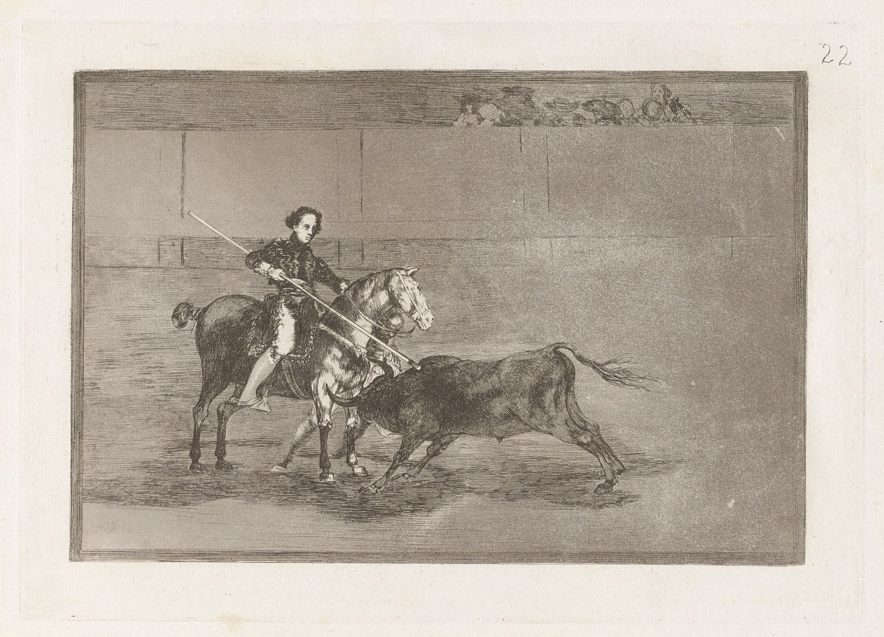 Valor varonil de la c?lebre Pajuelera en la de Zaragoza (Manly Courage of the Celebrated Pajuelera in [the Ring] at Saragossa), Plate 22 from La tauromaquia de Francisco de Goya