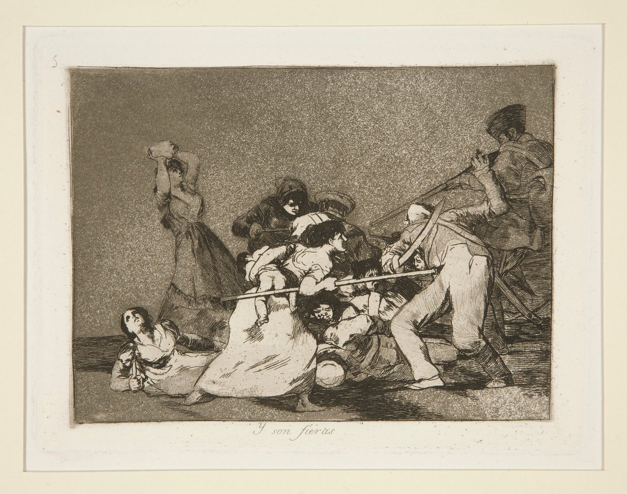 Y son fieras (Y son como fieras), pl. 5 de Los desastres de la guerra (The Disasters of War) de Francisco de Goya