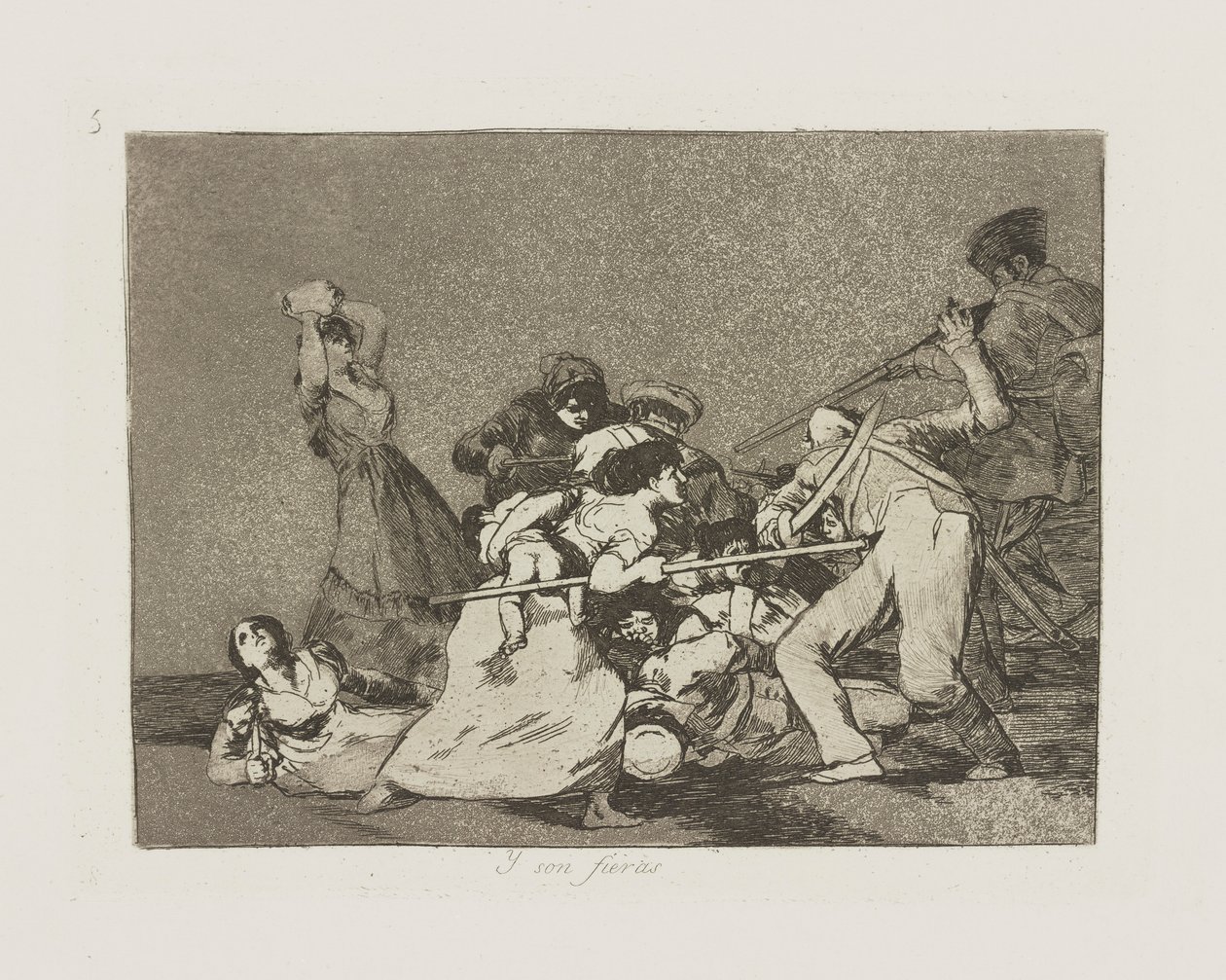 Y son fieras. (Y son como bestias salvajes), pl. 5 de la serie Los desastres de la guerra (The Disasters of War) de Francisco de Goya