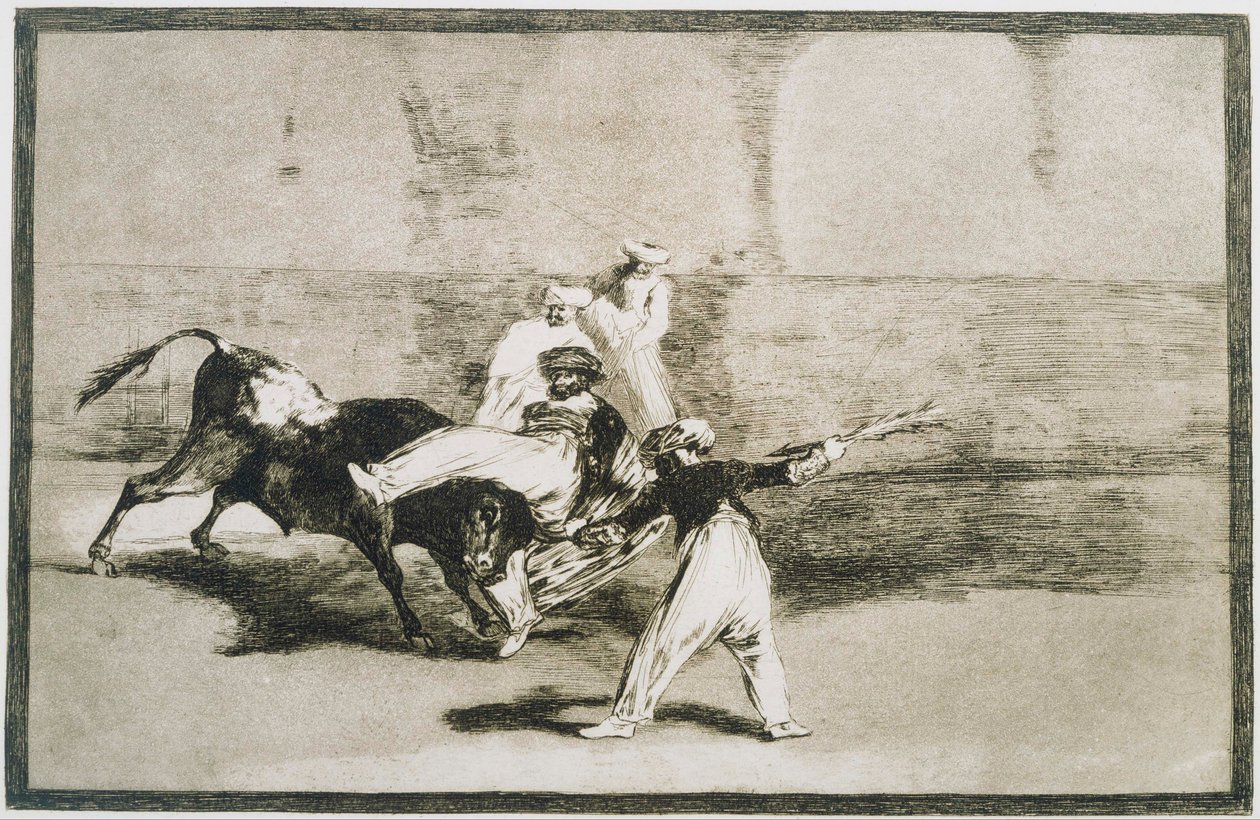 Un Moro atrapado por el toro... de La Tauromaquia de Francisco de Goya