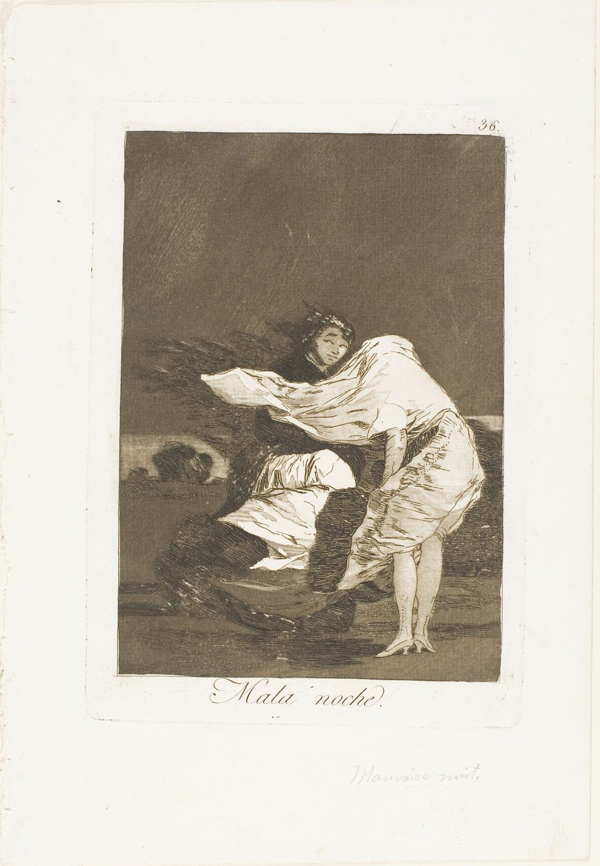 Una mala noche, lámina 36 de Los Caprichos de Francisco Jose de Goya y Lucientes