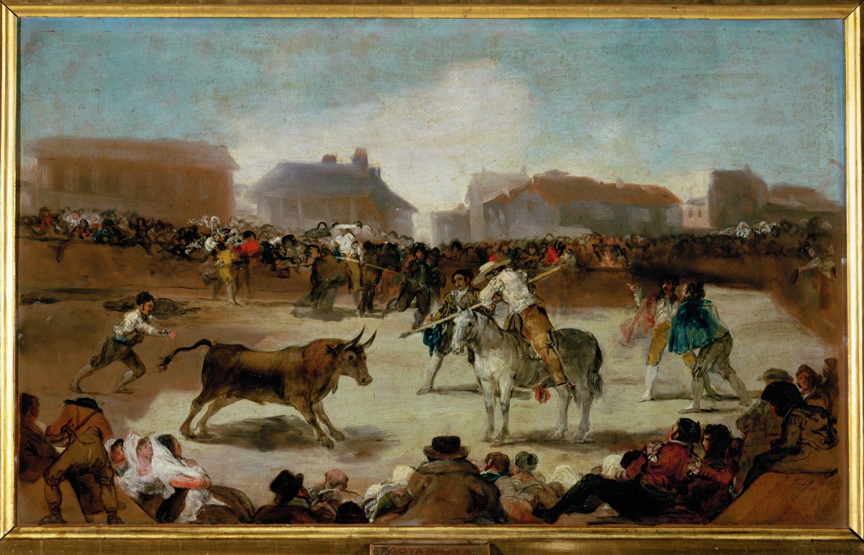 Una corrida de toros en un pueblo (pintura sobre lienzo) de Francisco Jose de Goya y Lucientes