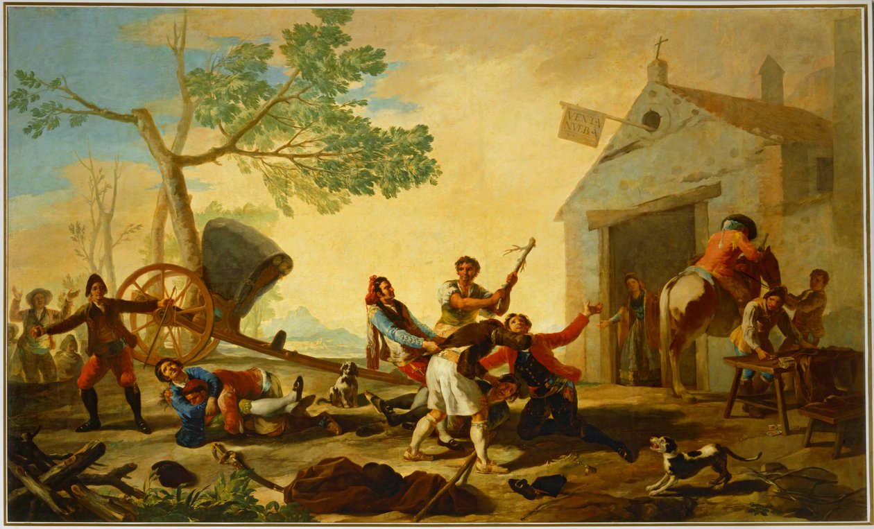 Una pelea fuera de la nueva taberna ... (pintura sobre lienzo) de Francisco Jose de Goya y Lucientes