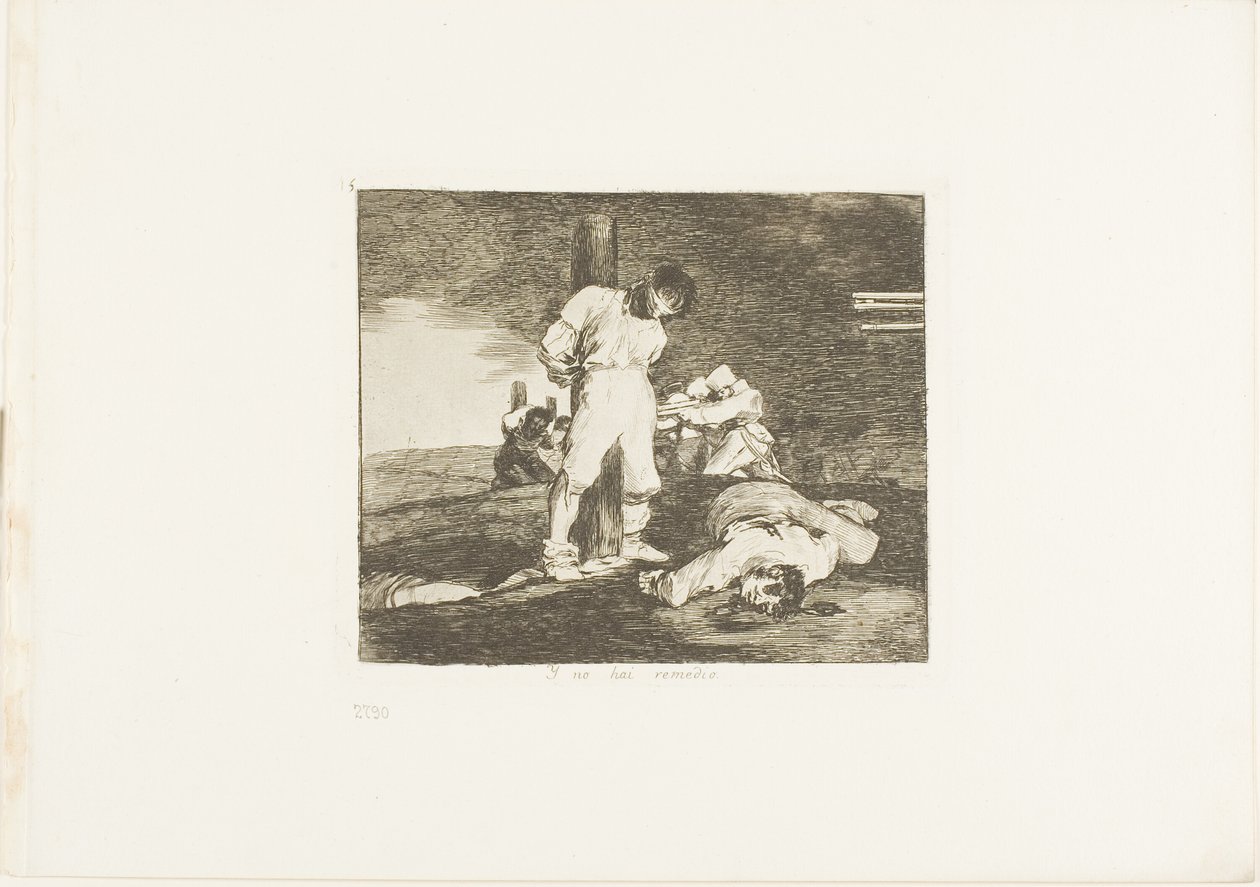 Y no hay ayuda para ello, placa 15 de Los desastres de la guerra. de Francisco Jose de Goya y Lucientes