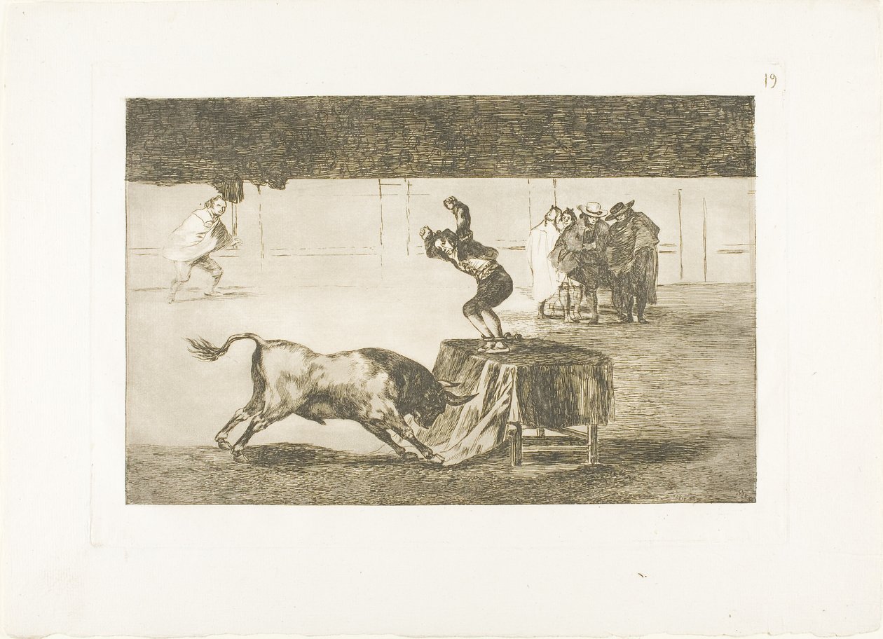 Otra locura suya en el mismo anillo, placa 19 de El arte del toreo de Francisco Jose de Goya y Lucientes
