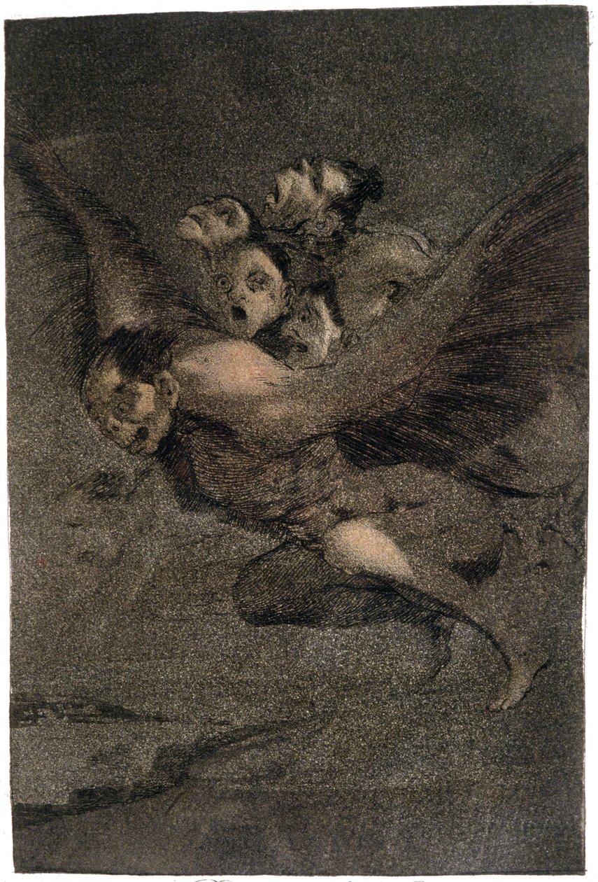 Buen Viage (Buen viaje). Monstruos con alas. c.1802 (grabado) de Francisco Jose de Goya y Lucientes