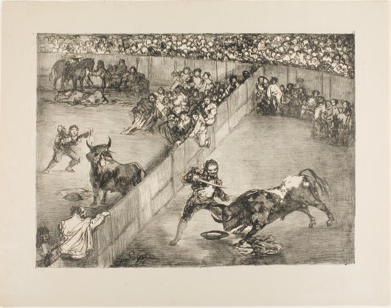 Corrida de toros en un ruedo dividido, de Los toros de Burdeos de Francisco Jose de Goya y Lucientes