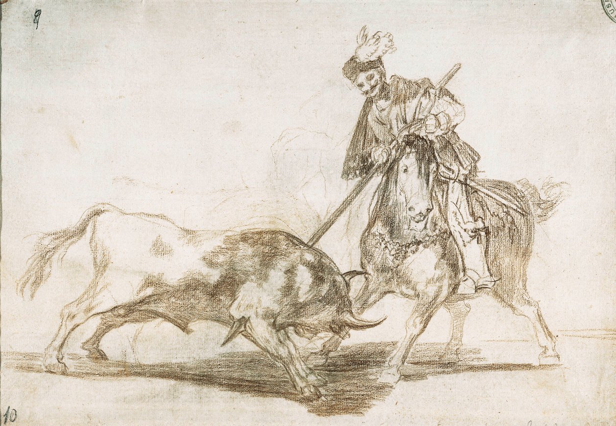 Tauromaquia: El Cid atraviesa otro toro con su lanza 1815-16 (dibujo preparatorio) de Francisco de Goya