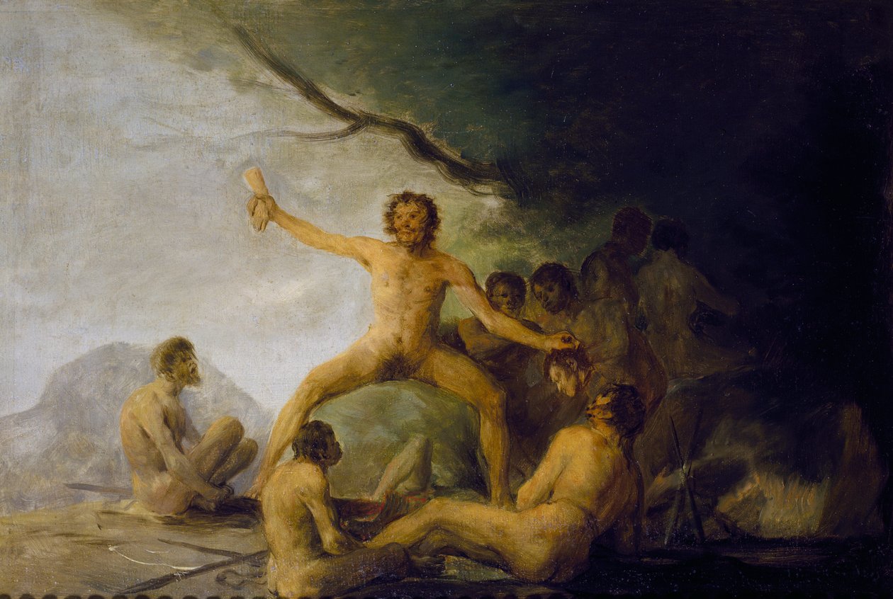 Caníbales saboreando restos humanos, c.1800-08 (óleo sobre tabla) de Francisco Jose de Goya y Lucientes