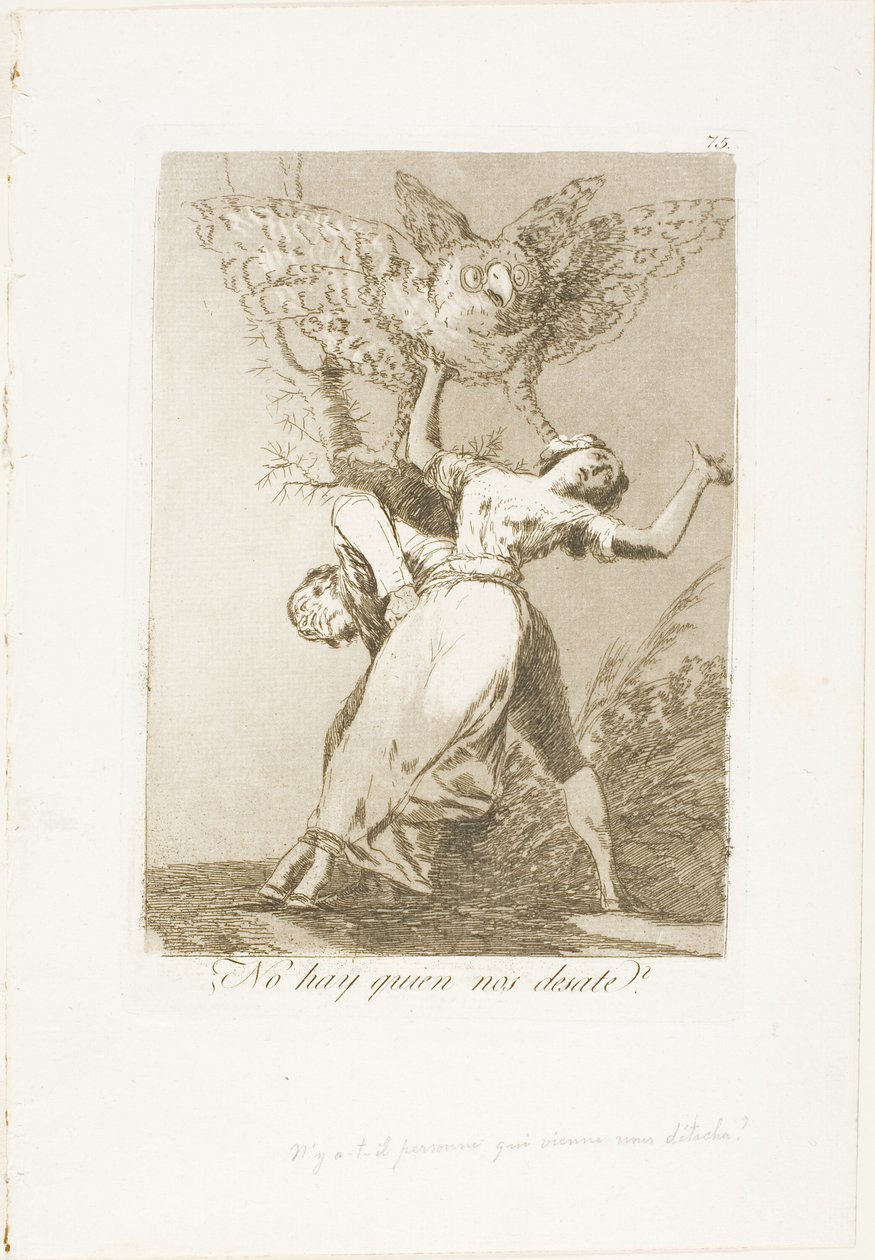 ¿Nadie nos puede desatar, placa 75 de Los Caprichos de Francisco Jose de Goya y Lucientes