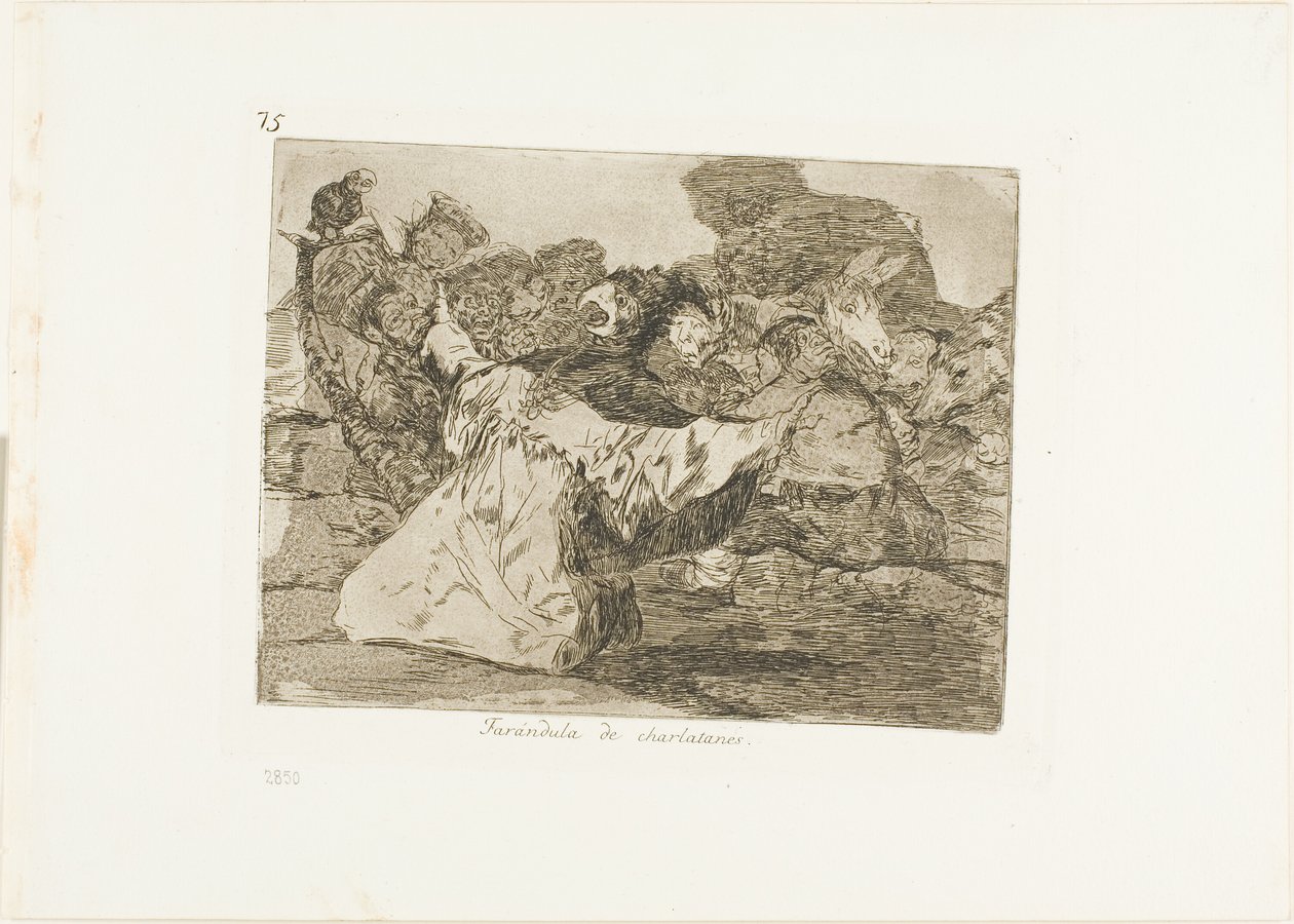 Espectáculo del Charlatán, lámina 75 de Los Desastres de la Guerra de Francisco Jose de Goya y Lucientes