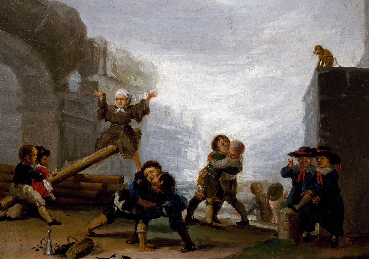 Niños peleando y jugando en un balancín de Francisco Jose de Goya y Lucientes