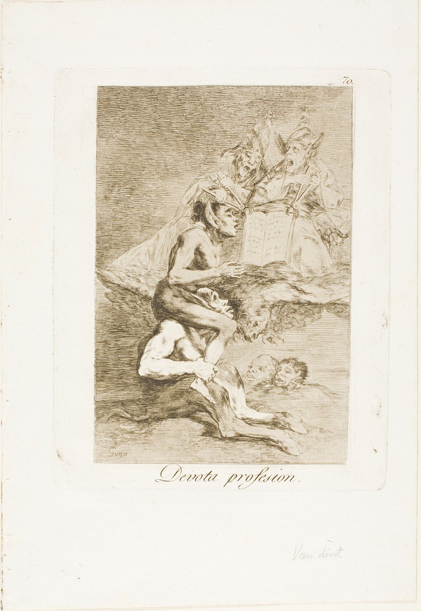 Profesión devota, placa 70 de Los Caprichos de Francisco Jose de Goya y Lucientes