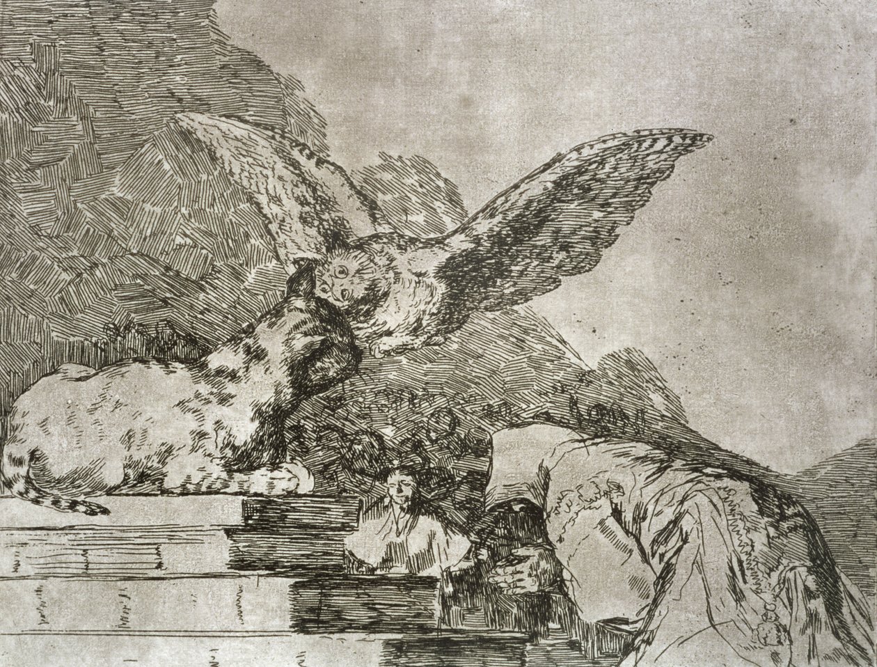Pantomima felina, placa 73 de "Los desastres de la guerra de Francisco Jose de Goya y Lucientes