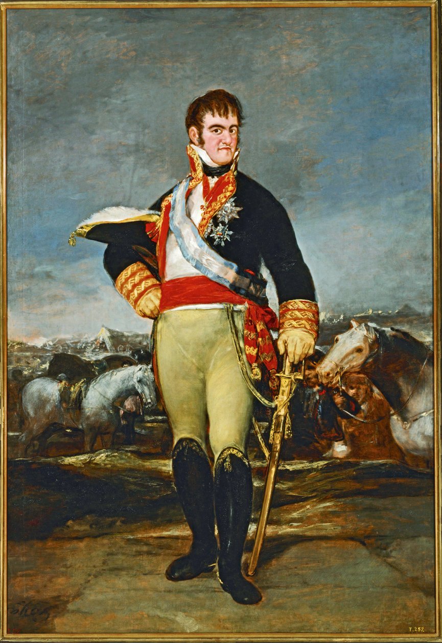 Fernando VII, rey de España en un campamento de caballería ... (pintura sobre lienzo) de Francisco Jose de Goya y Lucientes