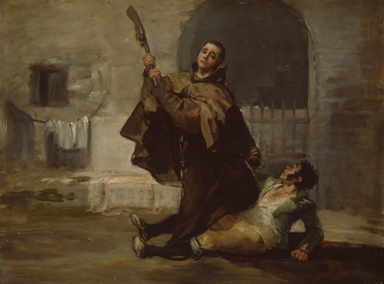 Fray Pedro Clubs El Maragato con la culata del fusil, c.1806 (óleo sobre tabla) de Francisco Jose de Goya y Lucientes