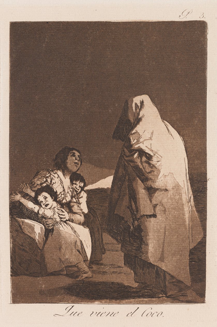 Aquí Viene el Coco, finales del siglo XVIII-principios del siglo XIX (impresión) de Francisco de Goya