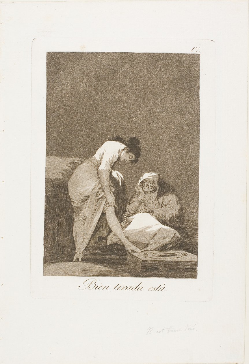 Está bien estirado, lámina 17 de Los Caprichos de Francisco Jose de Goya y Lucientes