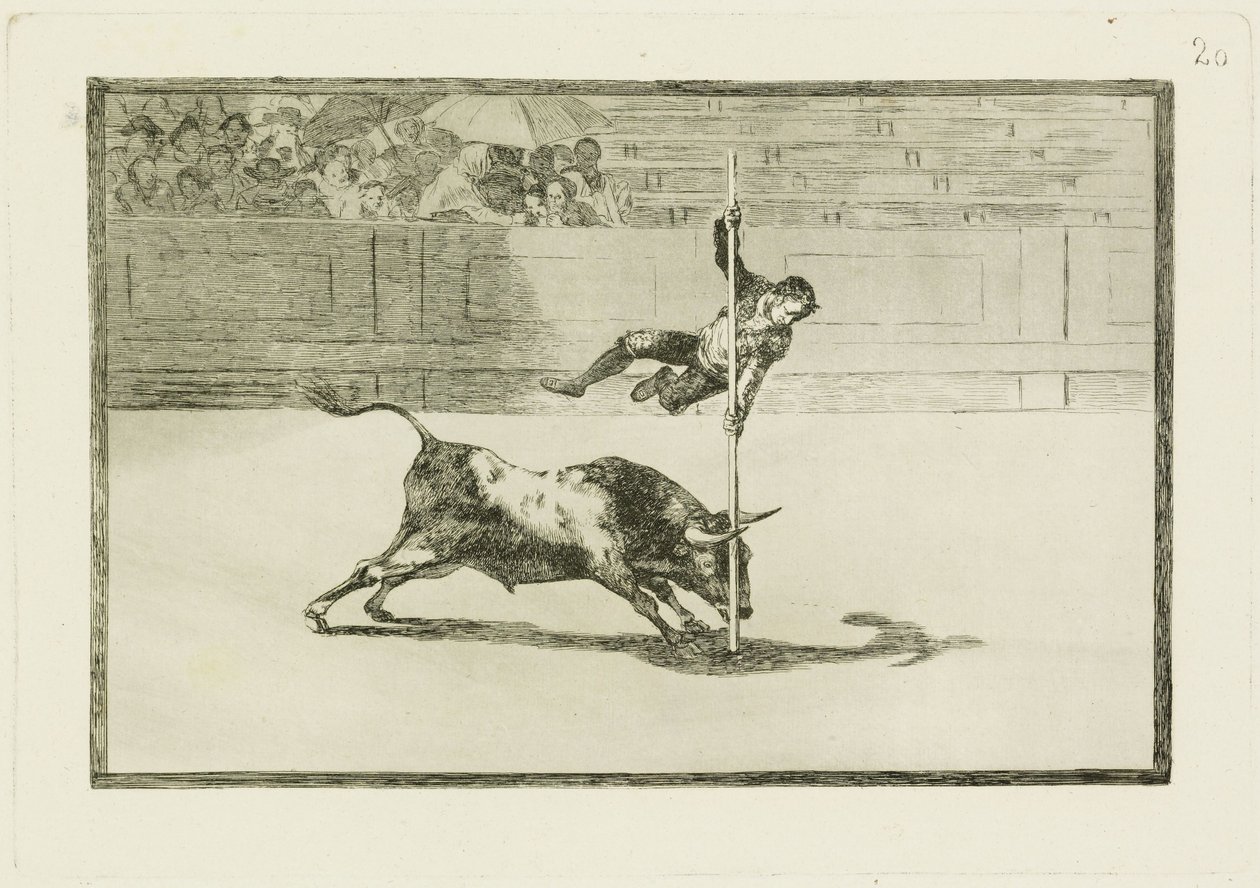 La ligereza y la audacia de Juanito Apiniani en la plaza de toros de Madrid / La agilidad y la temeridad de Juanito Apiani en la plaza de toros de Madrid (Tauromaquia 20) de Francisco Jose de Goya y Lucientes