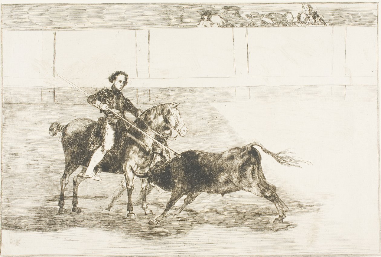Valentía de la célebre Pajuelera en el ruedo de Zaragoza, lámina 22 de El arte del toreo de Francisco Jose de Goya y Lucientes