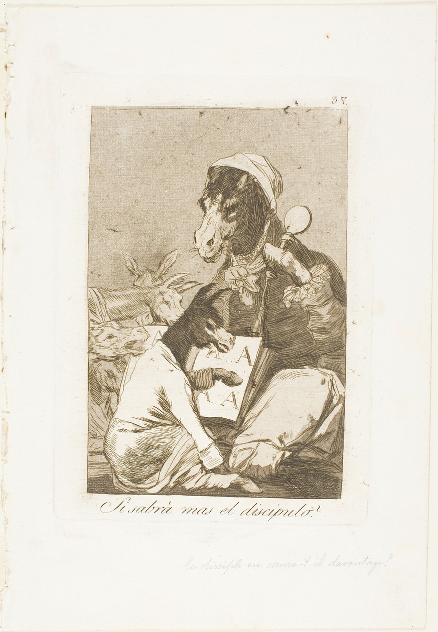 ¿No Podría el Alumno Saber Más?, lámina 37 de Los Caprichos de Francisco Jose de Goya y Lucientes