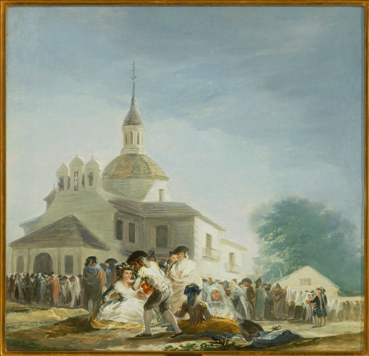 Peregrinos ante la ermita de San Isidro La ermita de San Isidro el día de la fiesta ... (pintura sobre lienzo) de Francisco Jose de Goya y Lucientes