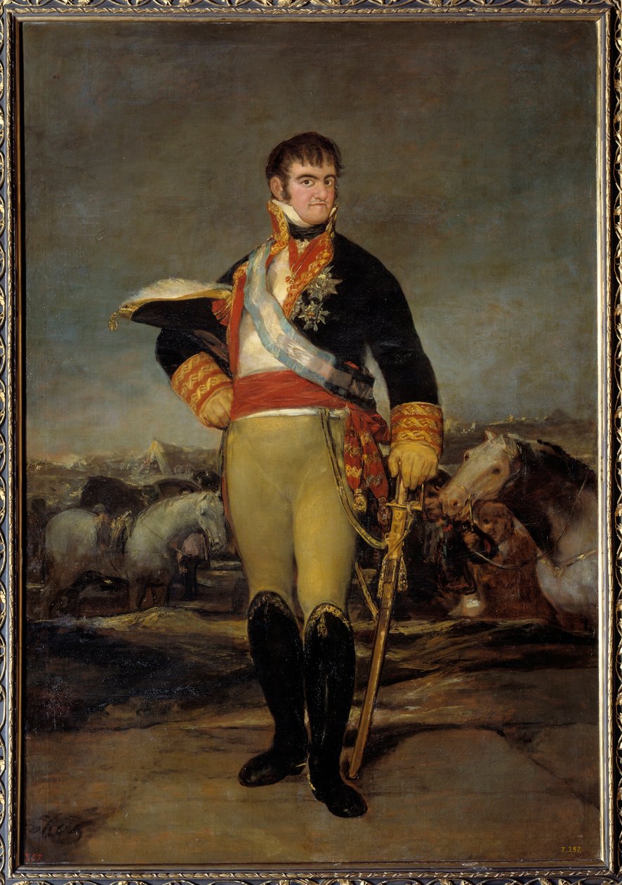 Retrato del Rey Fernando VII (1784-1833) con uniforme militar en un campamento de Francisco de Goya