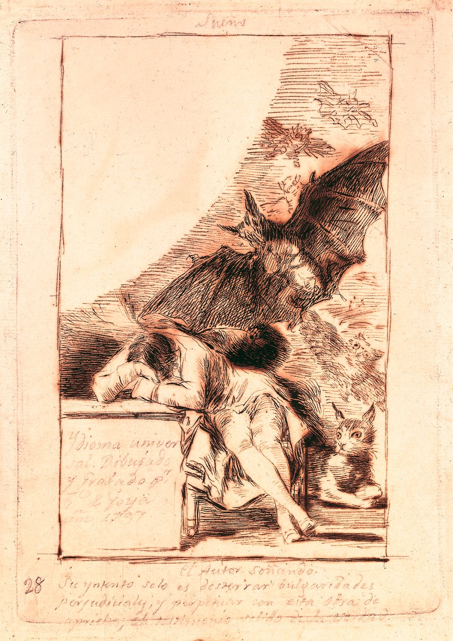 Dibujo preparatorio para el número 43 de la serie "Los caprichos" de Francisco de Goya