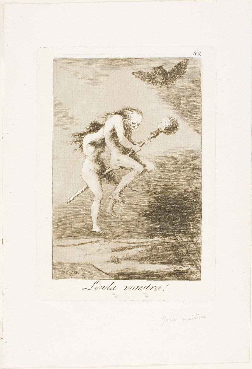¡Maestra bonita!, lámina 68 de Los Caprichos de Francisco Jose de Goya y Lucientes