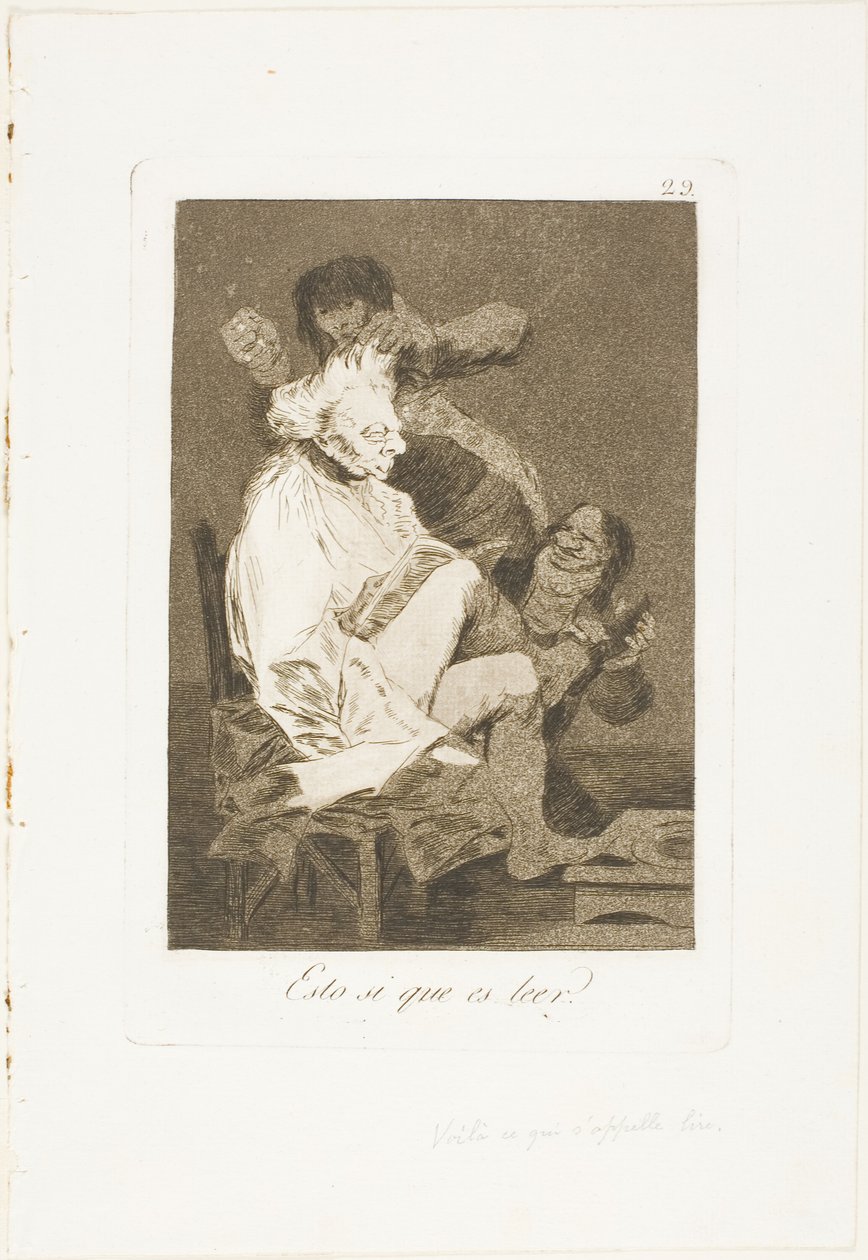 Eso ciertamente es saber leer, lámina 29 de Los Caprichos de Francisco Jose de Goya y Lucientes