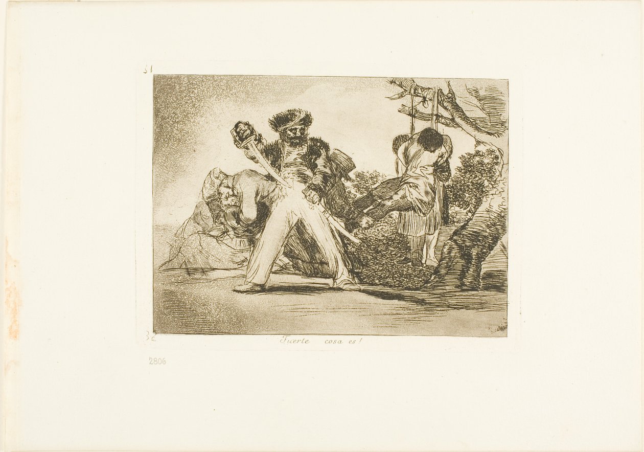 ¡Qué duro!, lámina 31 de Los desastres de la guerra. de Francisco Jose de Goya y Lucientes