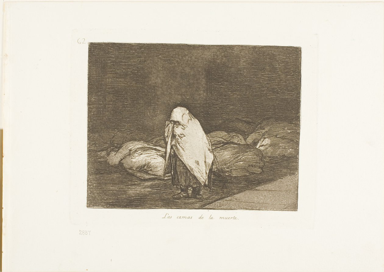 Las camas de la muerte, placa 62 de Los desastres de la guerra de Francisco Jose de Goya y Lucientes