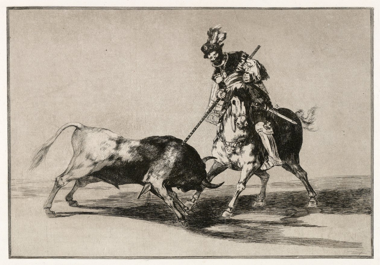El Cid Campeador atacando a un toro con su lanza de Francisco de Goya