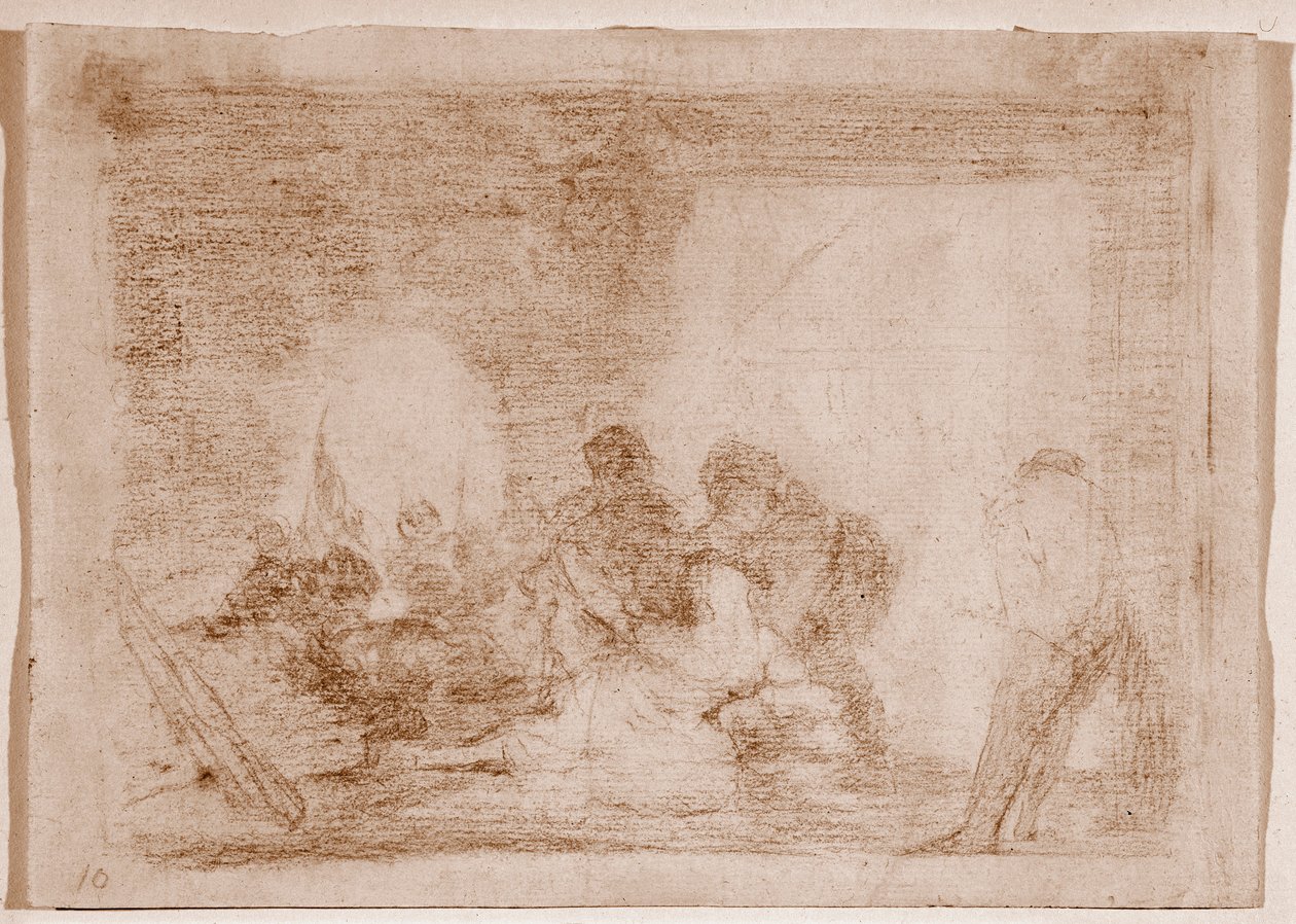 Los desastres de la guerra: Un hombre testigo de la violación de su esposa (dibujo) de Francisco de Goya