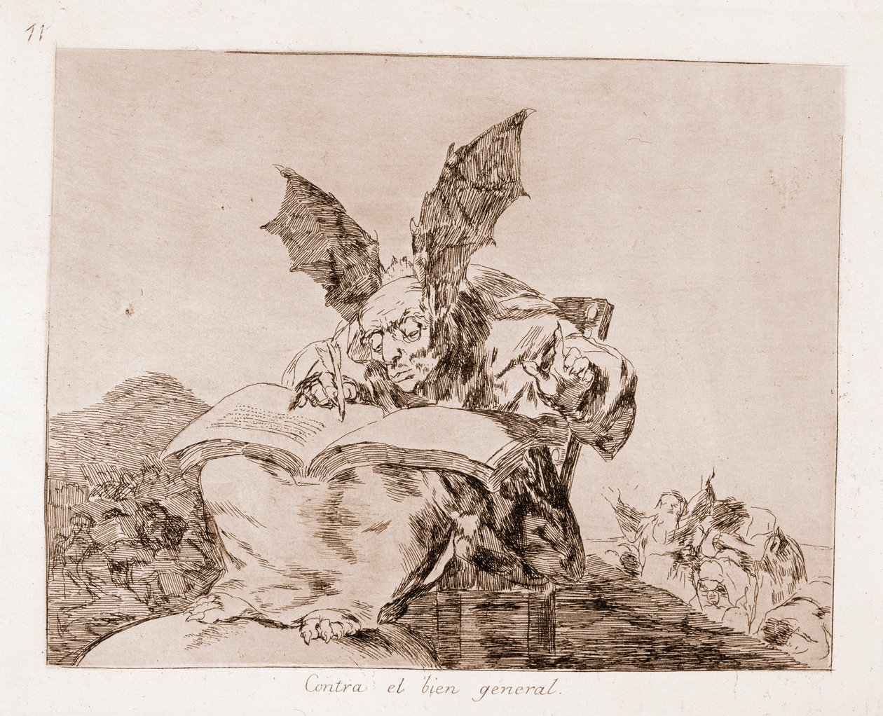 Los desastres de la guerra: Contra el bien común (aguafuerte del dibujo preparatorio) de Francisco de Goya