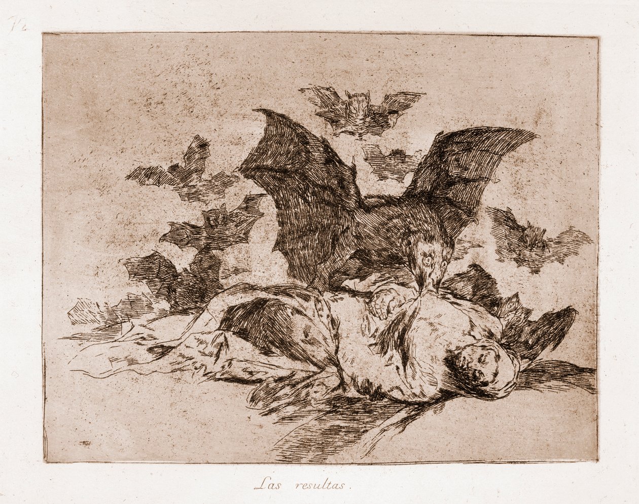 Los desastres de la guerra: Los resultados (aguafuerte de un dibujo preparatorio) de Francisco de Goya