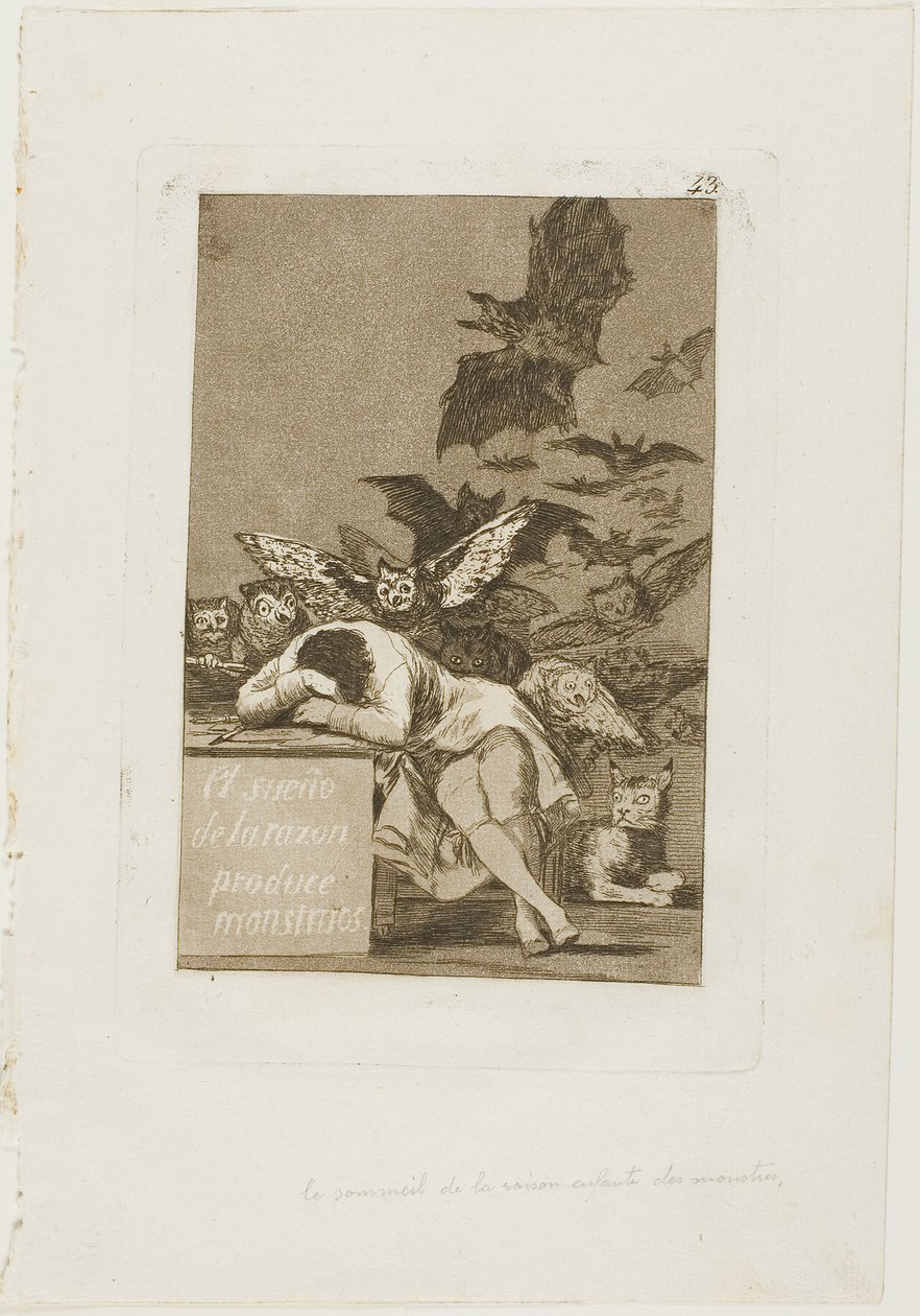 El sueño de la razón produce monstruos, lámina 43 de Los Caprichos de Francisco Jose de Goya y Lucientes