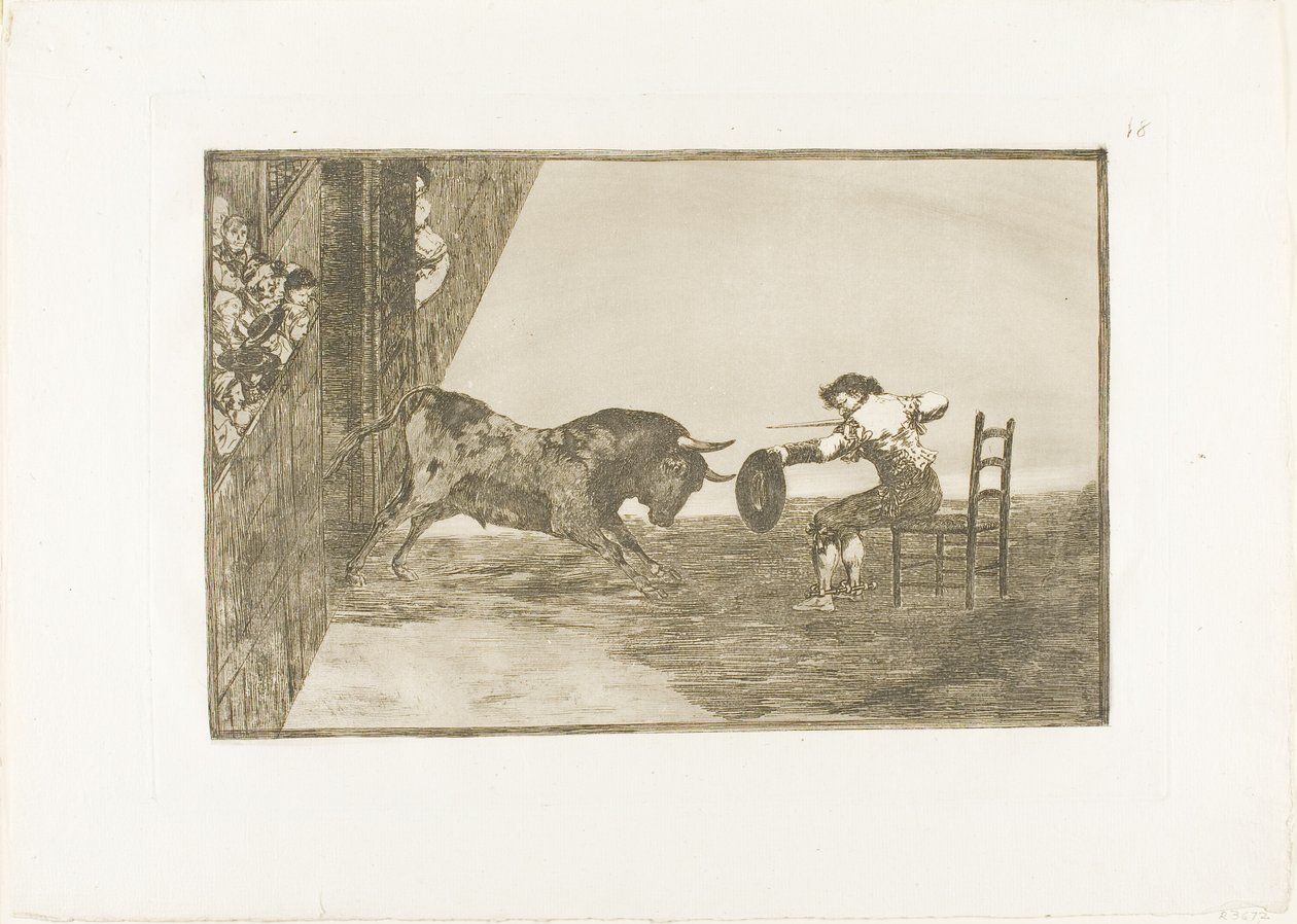 La osadía de Martincho en el ruedo de Zaragoza, lámina 18 de El arte de la tauromaquia de Francisco Jose de Goya y Lucientes