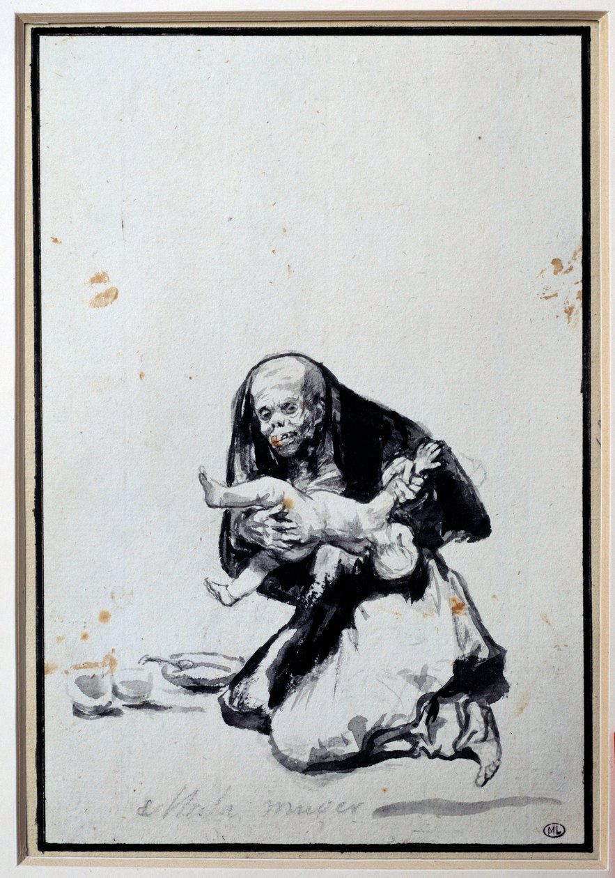 La mujer equivocada. Escena de antropofagia, una bruja tiene un niño de Francisco de Goya